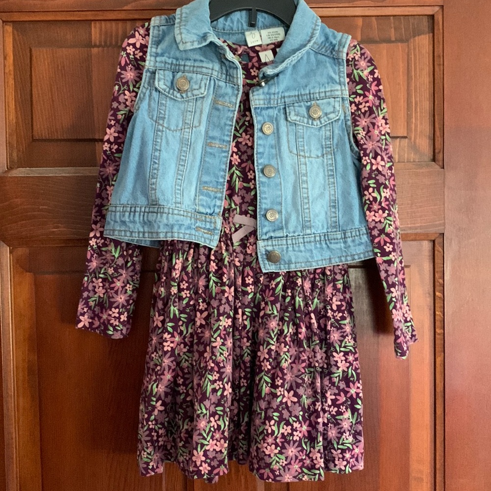 Dress and Jean vest.